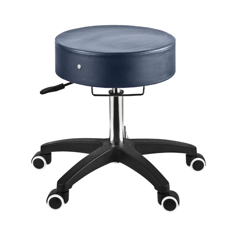 MasterMassage Glider Adjustable Rolling Stool in Royal Blue with Chrome Grab Bar for Salon,Beauty, Home and office use.