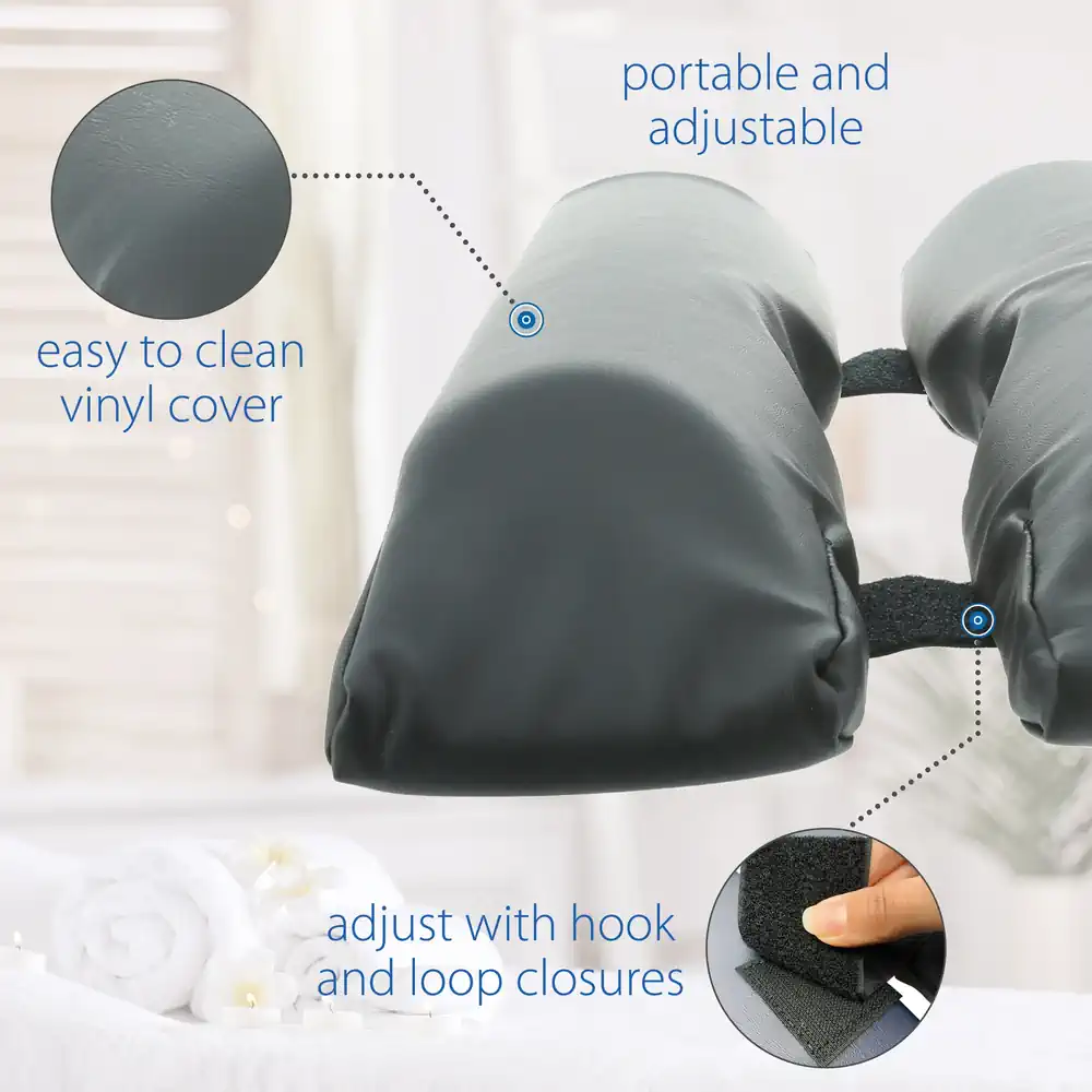 Image showing how to adjust the Core Products Max Relax Face Rest Cushion for sale at Massage King