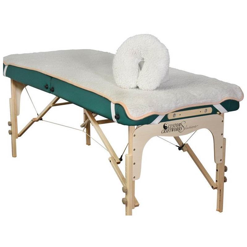 Custom Craftworks Fleece Table Pad and fitted face pillow cover for massage tables.