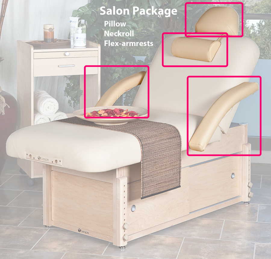 Photo showing the optional Salon Accessories circled in red.
