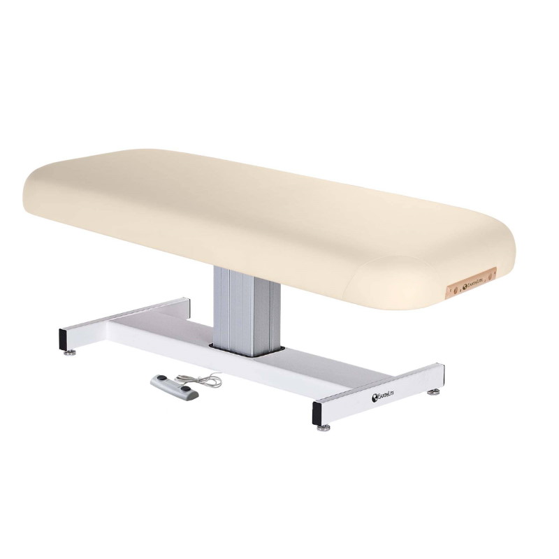 Everest pedestal flat top lift table by Earthlite shown in Vanilla Cream color