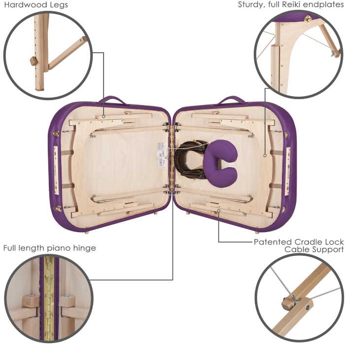 EarthLite Infinity Conforma Portable Massage Table Package picture with table, headrest, and carry case