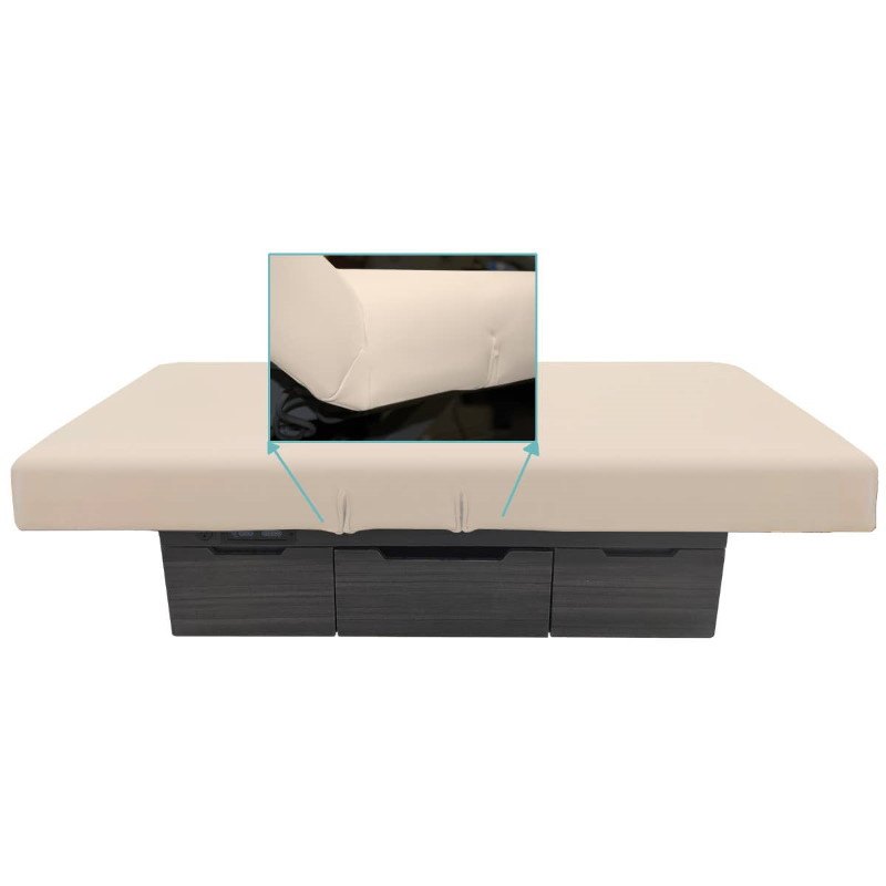 Flexa-cover shown on a flexible salon style table in the flat orientation.