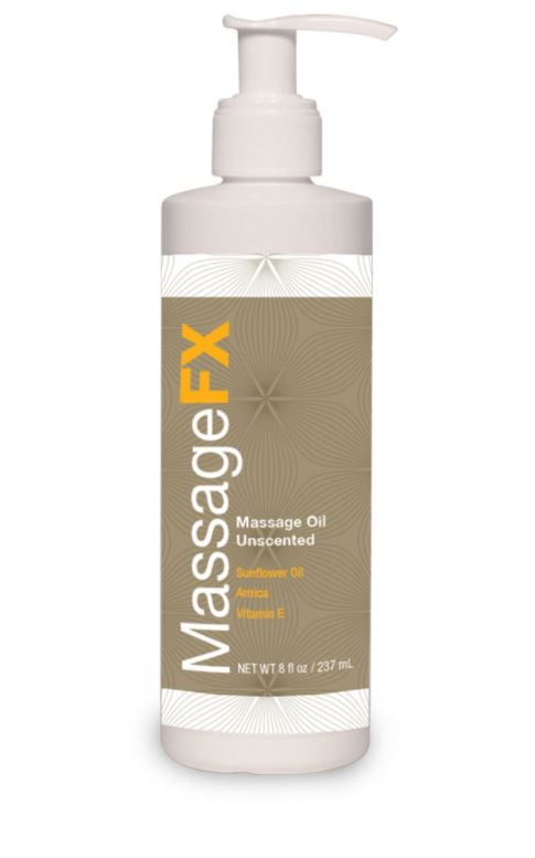 Massage FX massage oil 8 ounce size.