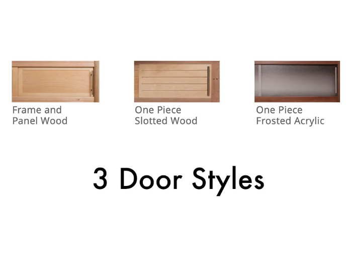 Oakworks standard cabinet door options for Spa tables