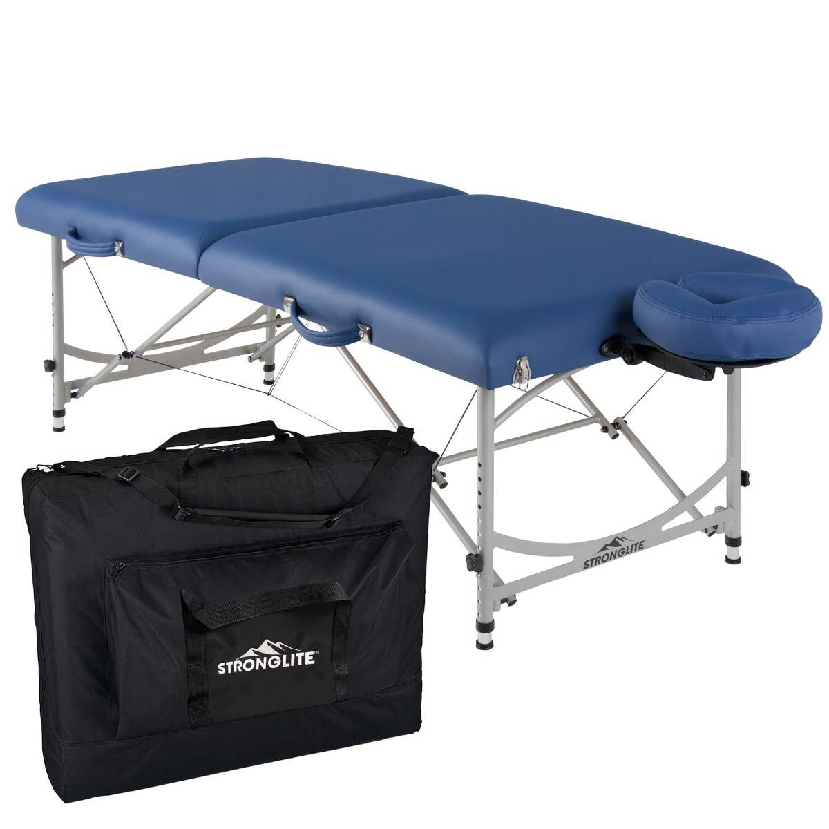 Versalite Pro aluminum light weight portable massage table by Stronglite, in Royal Blue color