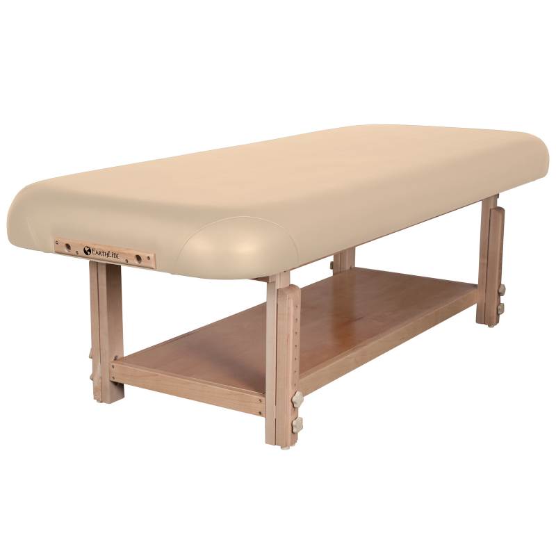 Terra treatment spa and salon table showing included shelf and headrest holes.