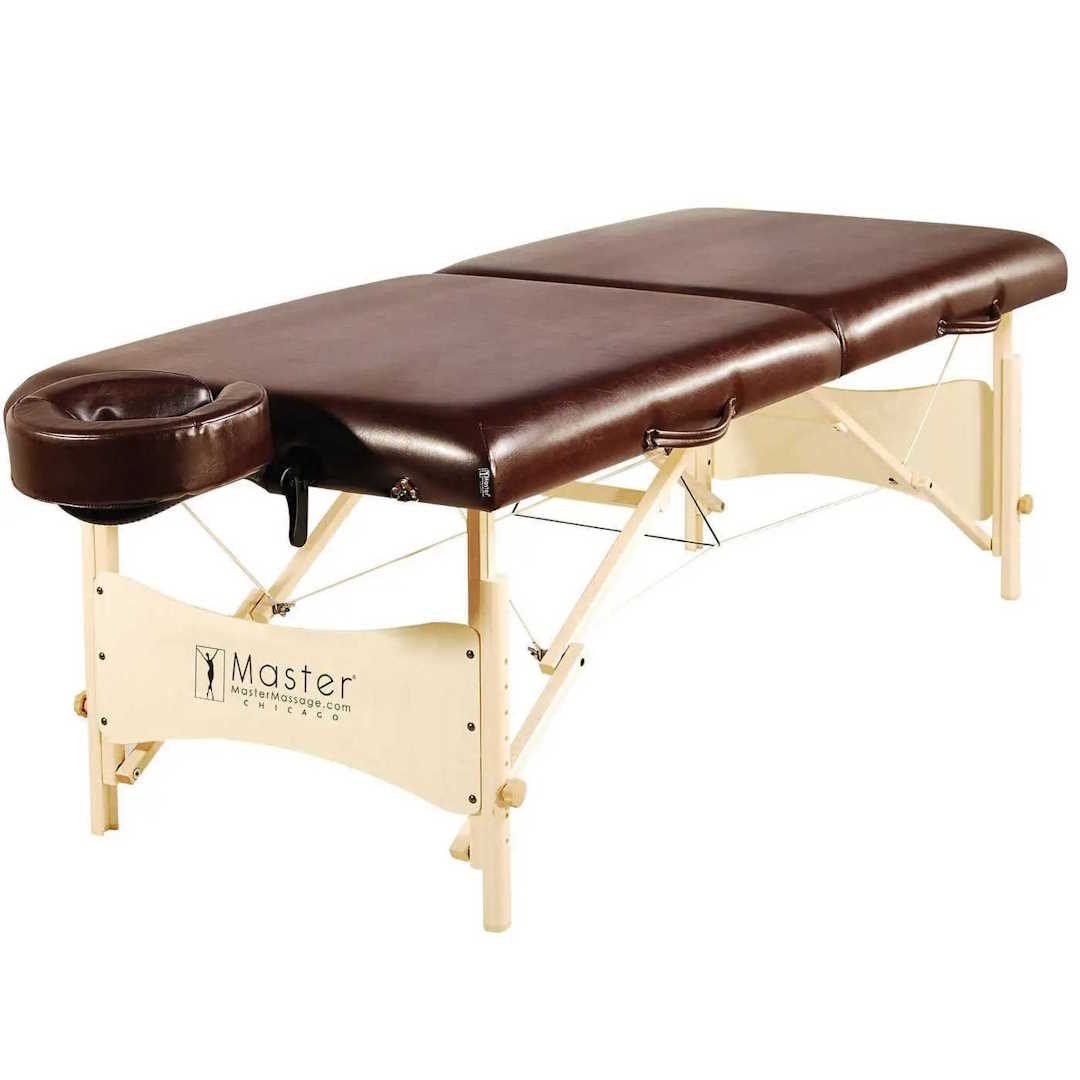 Master Massage Balboa massage table package shown in Brown Luster color.